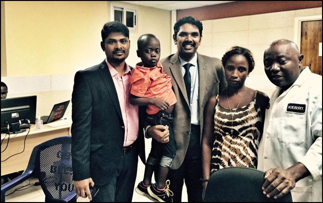 LVPEI team with the first patient seen on EMR in Liberia