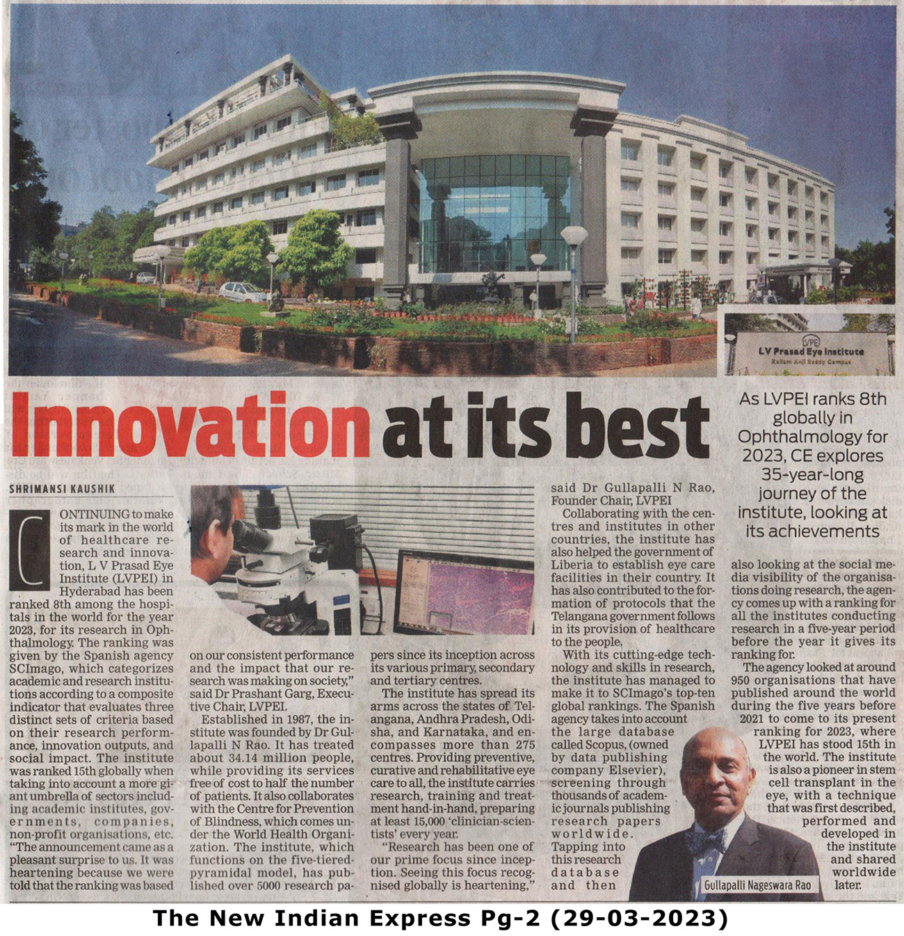 Innovation at its best: L V Prasad Eye Institute in Hyderabad wins again-  The New Indian Express